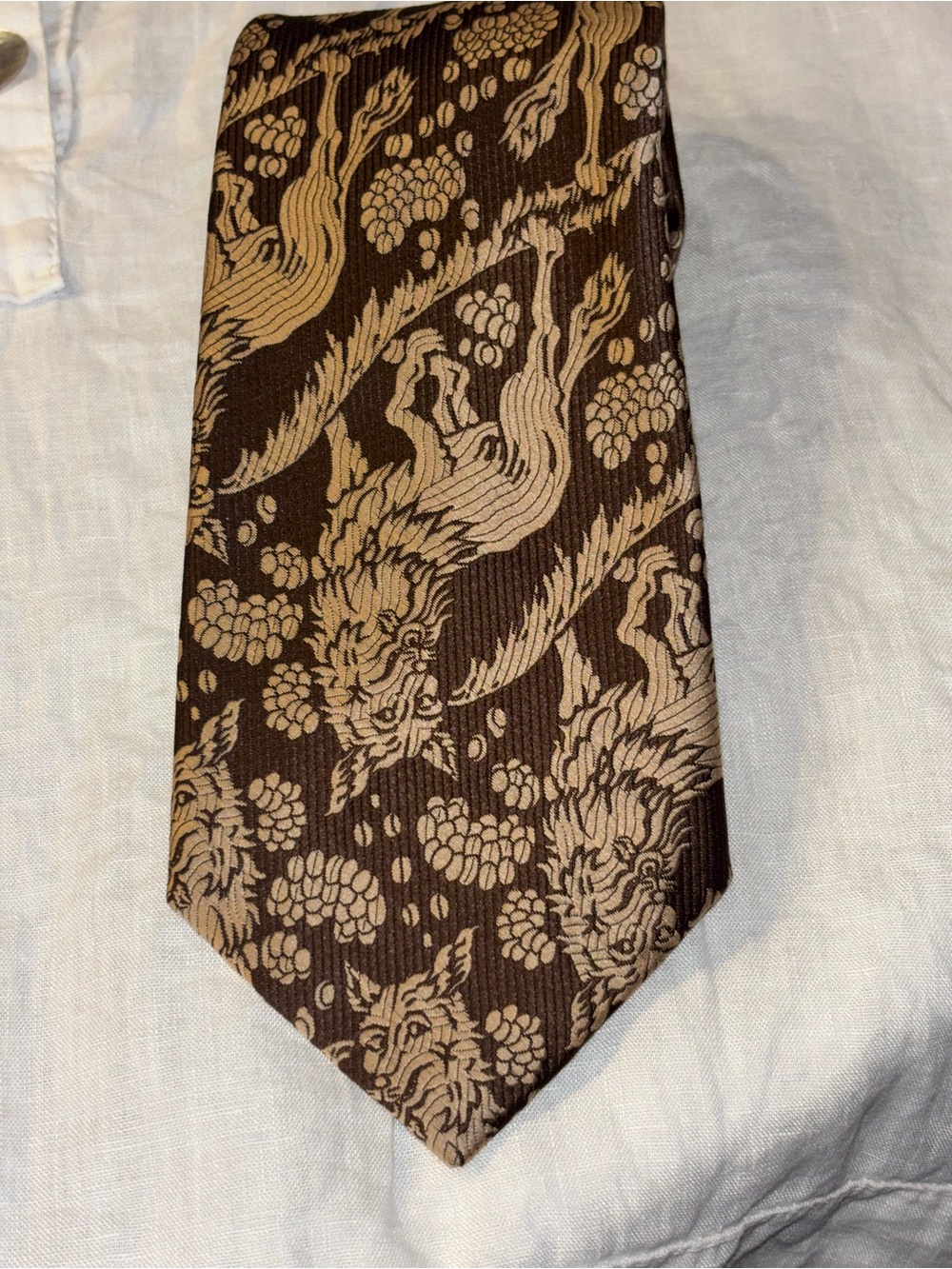 Mythical Creature Men's Tie - 4” Elegant Brown Necktie 100% silk